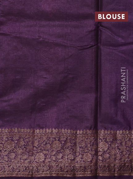 Mehendi Green & Purple Banarasi Tussar Silk Saree