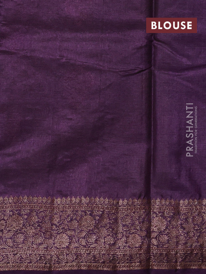 Mehendi Green & Purple Banarasi Tussar Silk Saree