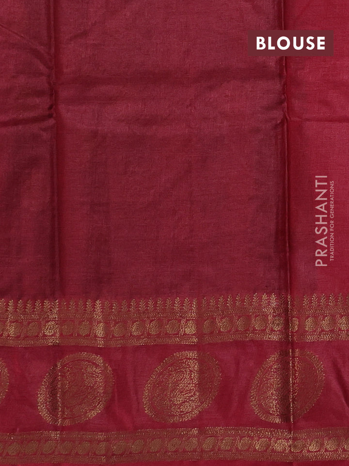 Green & Red Banarasi Tussar Silk Saree