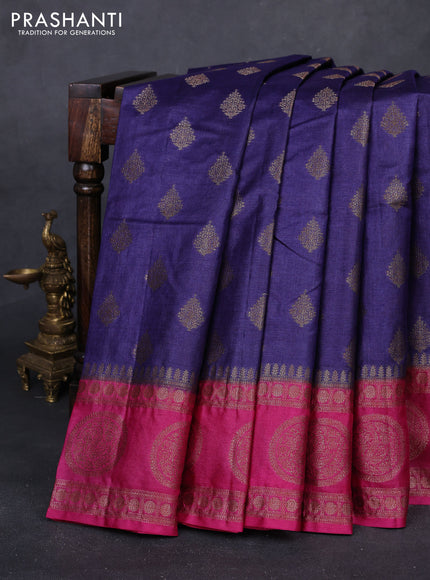 Violet & Pink Banarasi Tussar Silk Saree