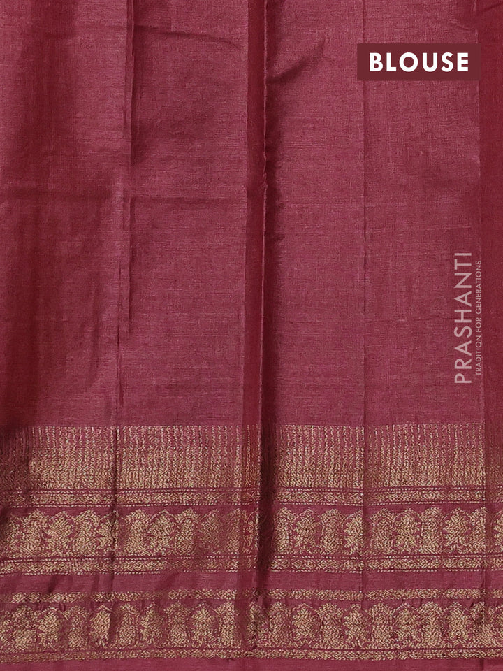 Mehendi Green & Pastel Brown Banarasi Tussar Silk Saree