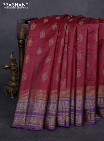 Maroon & Purple Banarasi Tussar Silk Saree