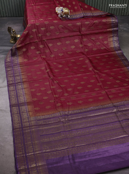 Maroon & Purple Banarasi Tussar Silk Saree