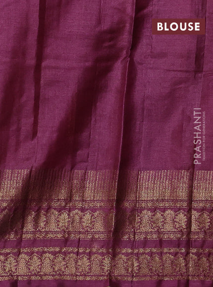 Green & Wine Banarasi Tussar Silk Saree