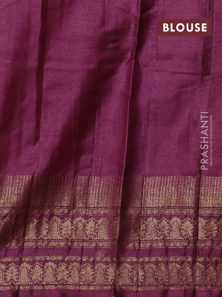 Green & Wine Banarasi Tussar Silk Saree