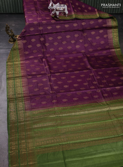 Purple & Green Banarasi Tussar Silk Saree