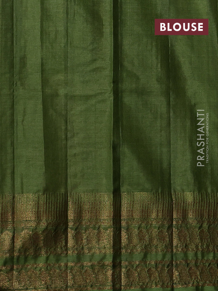 Purple & Green Banarasi Tussar Silk Saree