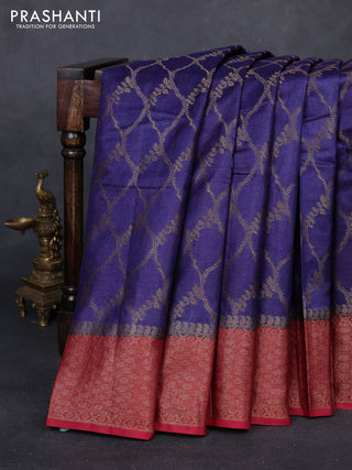 Blue & Maroon Banarasi Tussar Silk Saree
