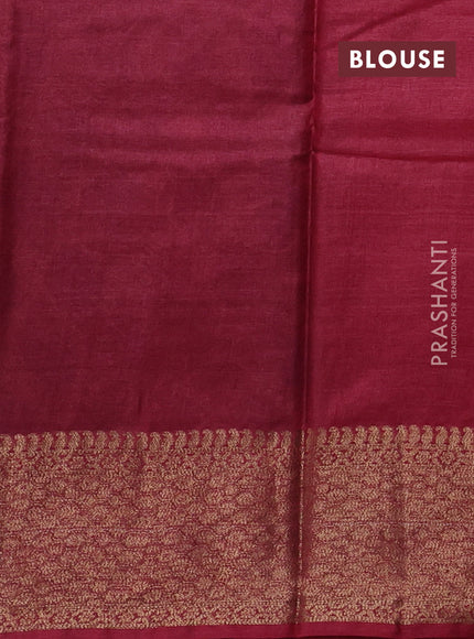 Blue & Maroon Banarasi Tussar Silk Saree