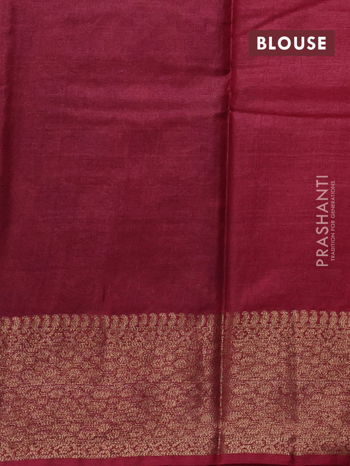 Blue & Maroon Banarasi Tussar Silk Saree