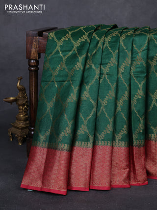 Green & Maroon Banarasi Tussar Silk Saree