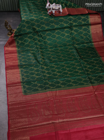 Green & Maroon Banarasi Tussar Silk Saree