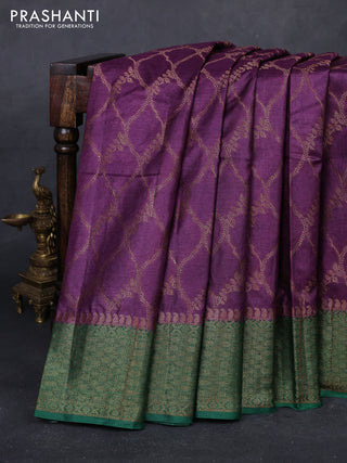 Purple & Green Banarasi Tussar Silk Saree