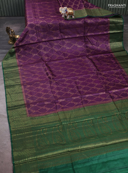 Purple & Green Banarasi Tussar Silk Saree