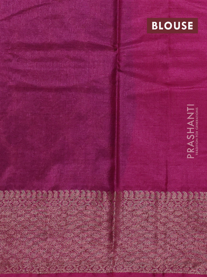 Peacock Blue & Pink Banarasi Tussar Silk Saree
