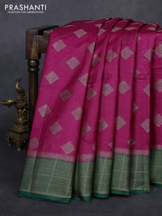 Pink & Green Banarasi Tussar Silk Saree