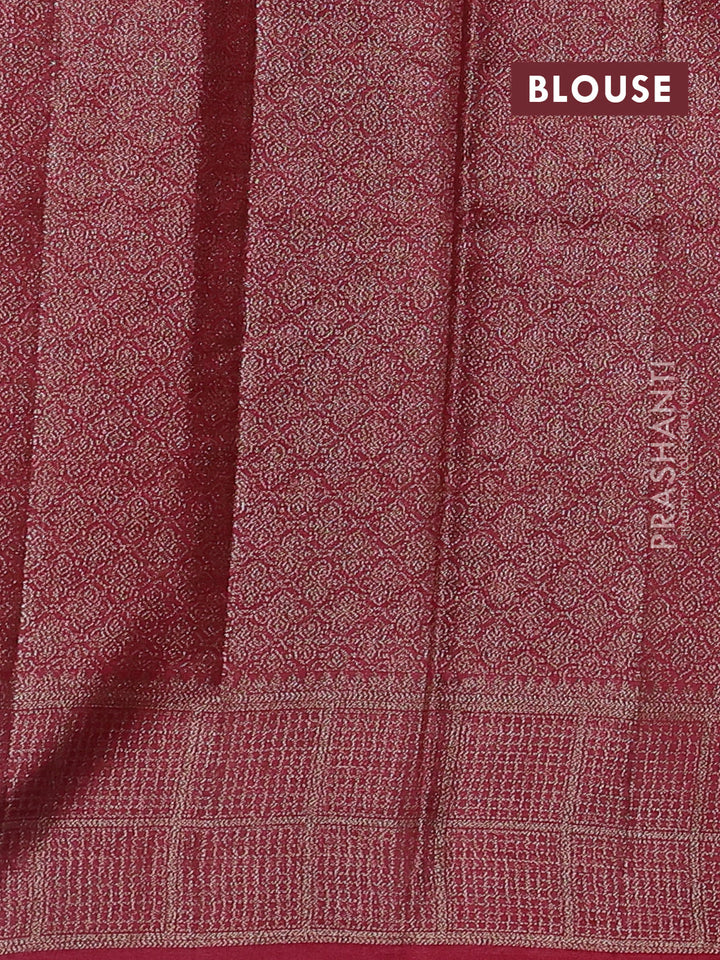 Mustard  & Maroon Banarasi Tussar Silk Saree