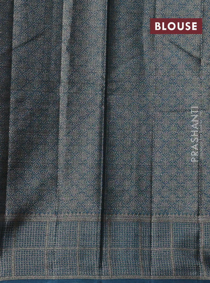 Maroon & Peacock Green Banarasi Tussar Silk Saree