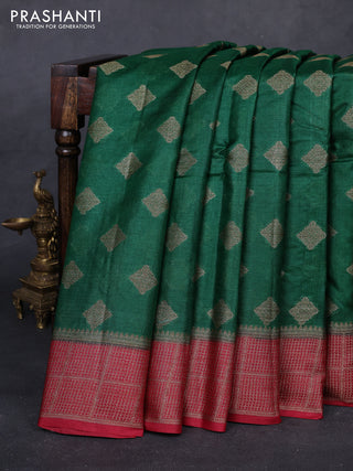 Green & Maroon Banarasi Tussar Silk Saree