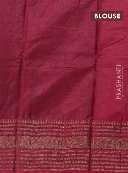 Blue & Red Banarasi Tussar Silk Saree