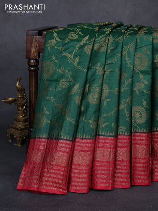 Green & Maroon Banarasi Tussar Silk Saree