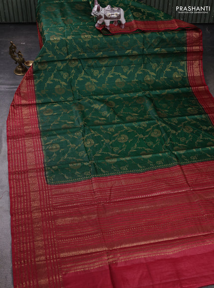 Green & Maroon Banarasi Tussar Silk Saree