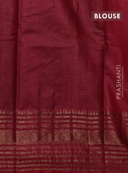 Green & Maroon Banarasi Tussar Silk Saree