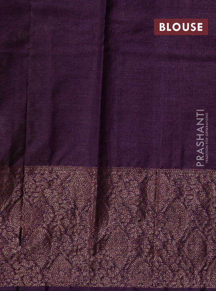 Mehendi Green & Purple Banarasi Tussar Silk Saree