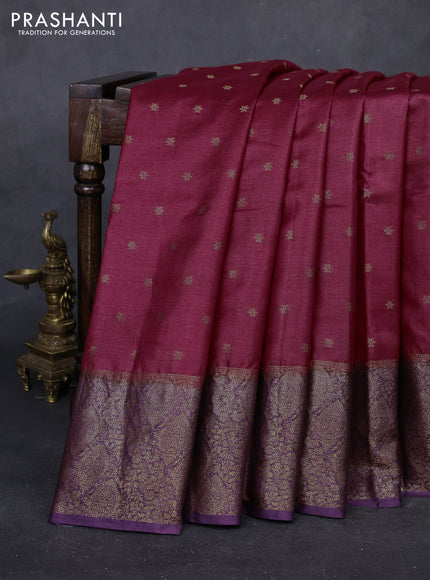 Maroon & Purple Banarasi Tussar Silk Saree