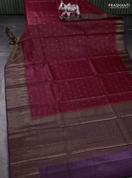 Maroon & Purple Banarasi Tussar Silk Saree
