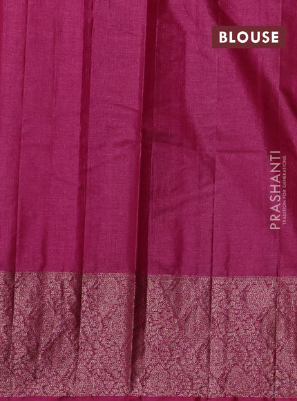 Peacock Blue & Pink Banarasi Tussar Silk Saree