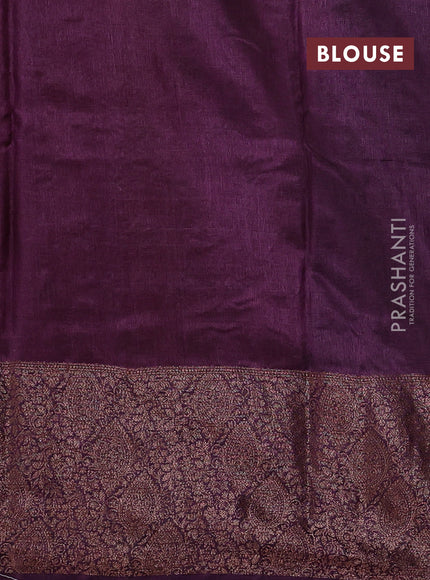 Rustic Orange & Wine  Banarasi Tussar Silk Saree