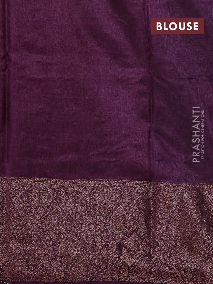 Rustic Orange & Wine  Banarasi Tussar Silk Saree