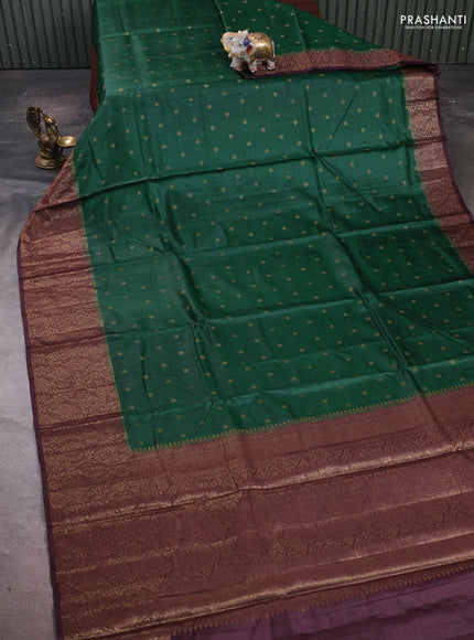 Green & Wine  Banarasi Tussar Silk Saree