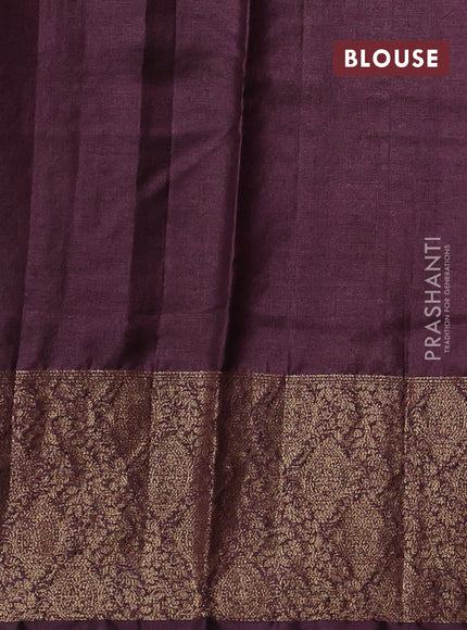Green & Wine  Banarasi Tussar Silk Saree
