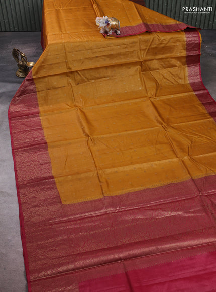 Mustard & Maroon Banarasi Tussar Silk Saree