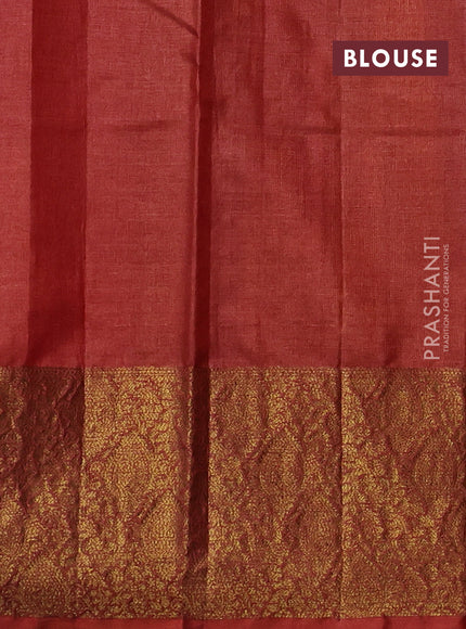 Coffee Brown & Rust Banarasi Tussar Silk Saree