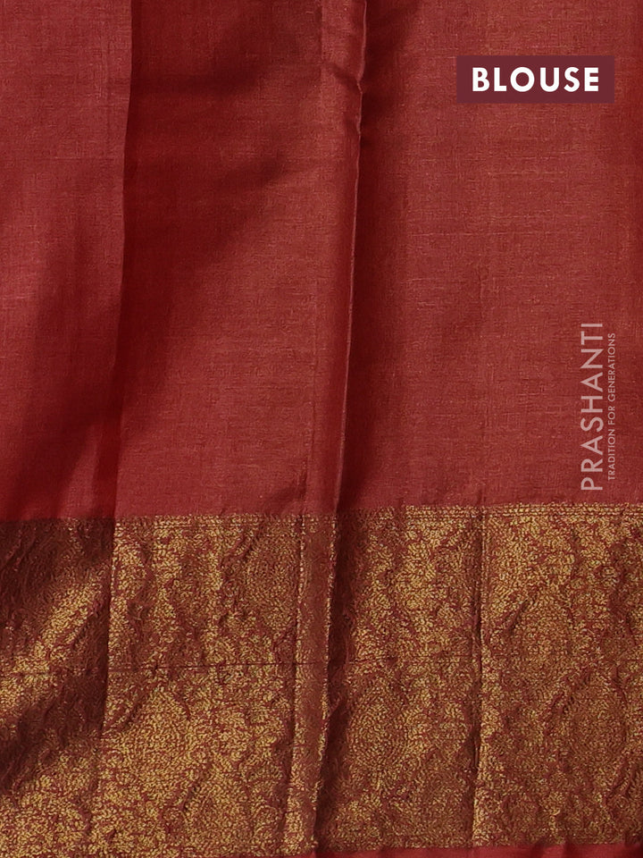 Coffee Brown & Rust Banarasi Tussar Silk Saree
