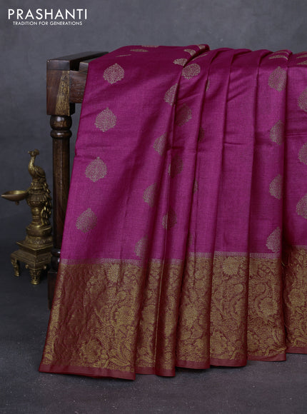 Pink & Rust Banarasi Tussar Silk Saree