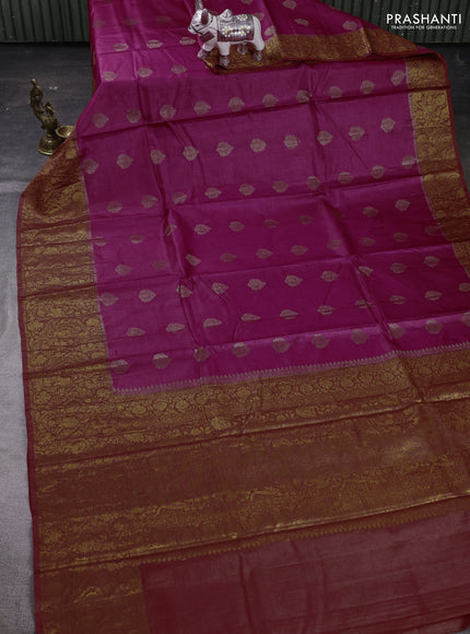 Pink & Rust Banarasi Tussar Silk Saree