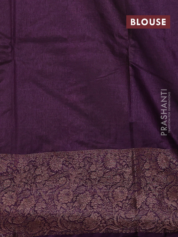 Mehendi Green & Wine  Banarasi Tussar Silk Saree