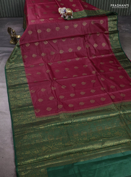 Maroon & Green Banarasi Tussar Silk Saree