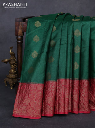 Green & Maroon Banarasi Tussar Silk Saree