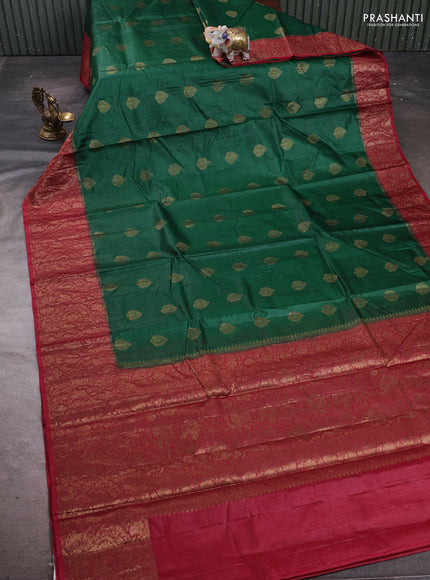 Green & Maroon Banarasi Tussar Silk Saree