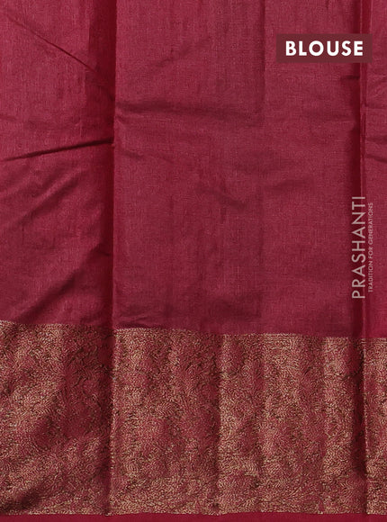 Green & Maroon Banarasi Tussar Silk Saree