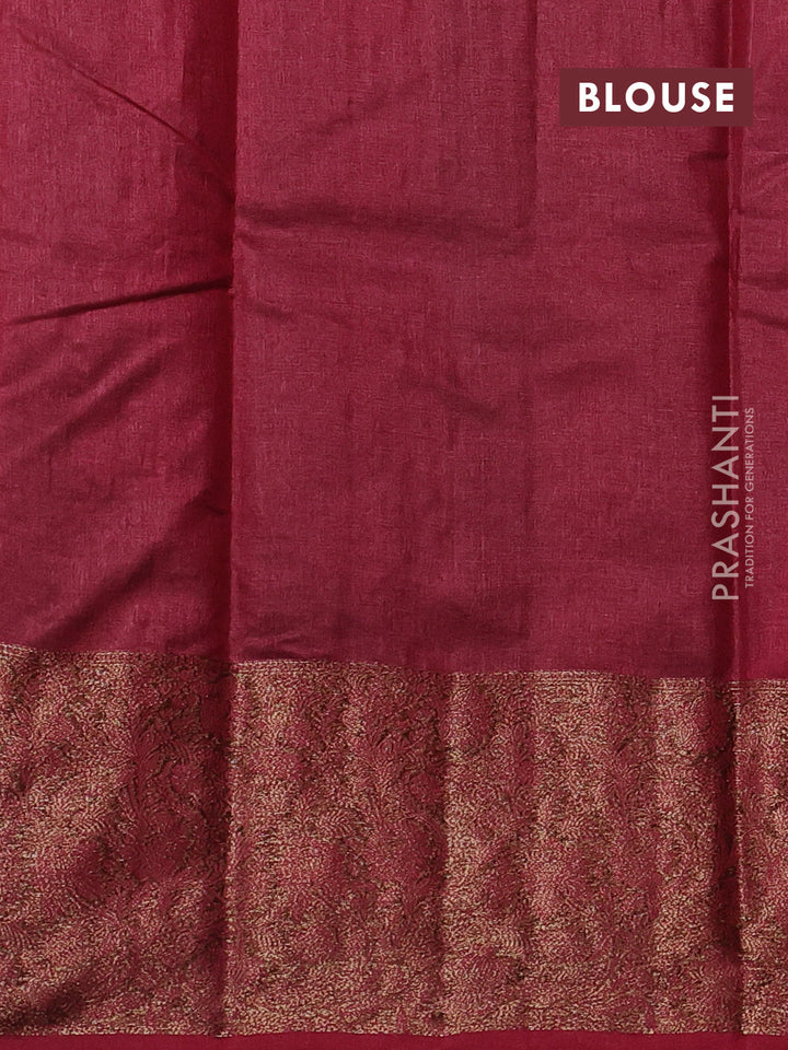 Green & Maroon Banarasi Tussar Silk Saree
