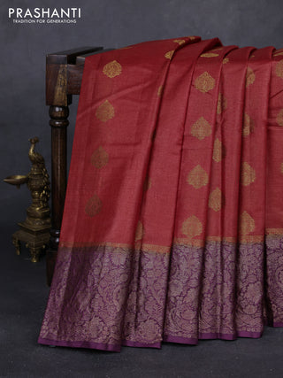 Rust & Wine  Banarasi Tussar Silk Saree