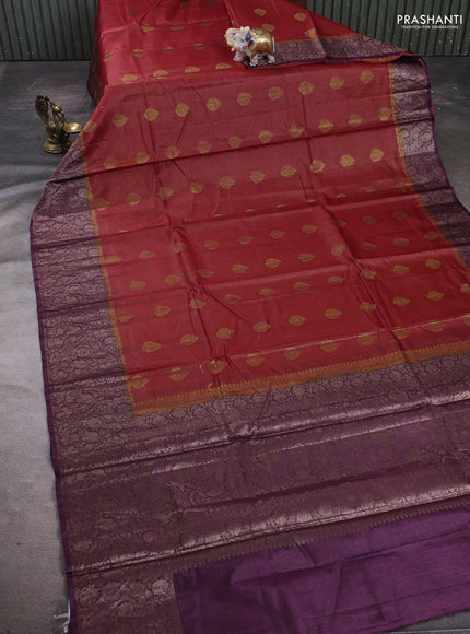 Rust & Wine  Banarasi Tussar Silk Saree