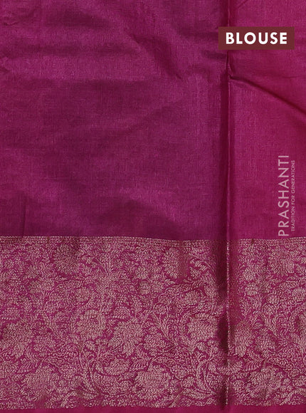 Peacock Blue & Pink Banarasi Tussar Silk Saree