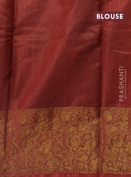 Coffee Brown & Rust Banarasi Tussar Silk Saree